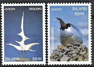 FRIMÆRKER ISLAND | 1993 - AFA 778,779 - Norden frimærker, Nutidskunst - 25,00 + 55,00 kr. flerfarvet - Postfrisk